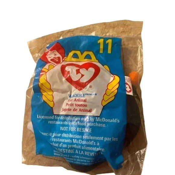 1998 Mcdonalds Happy Meal, Teenie Beanie Baby #11 Waddle Toy Animal - Picture 1 of 2